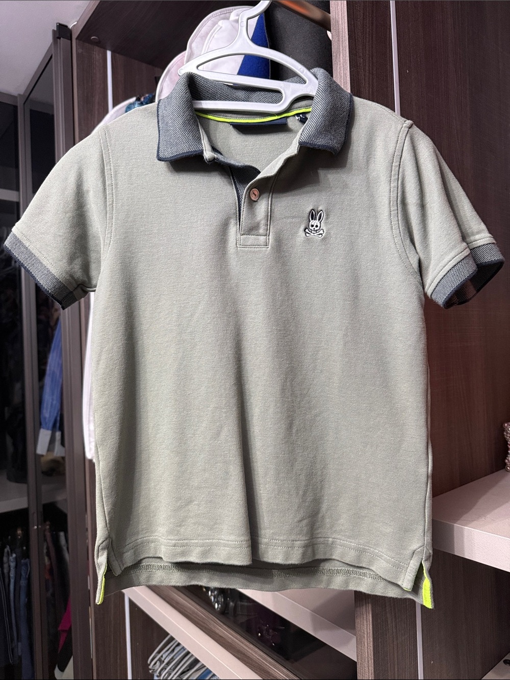 Psycho Bunny Sage Green Polo with Charcoal Trim